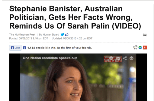 The Huffington Post's take on our own gaffetastic candidate